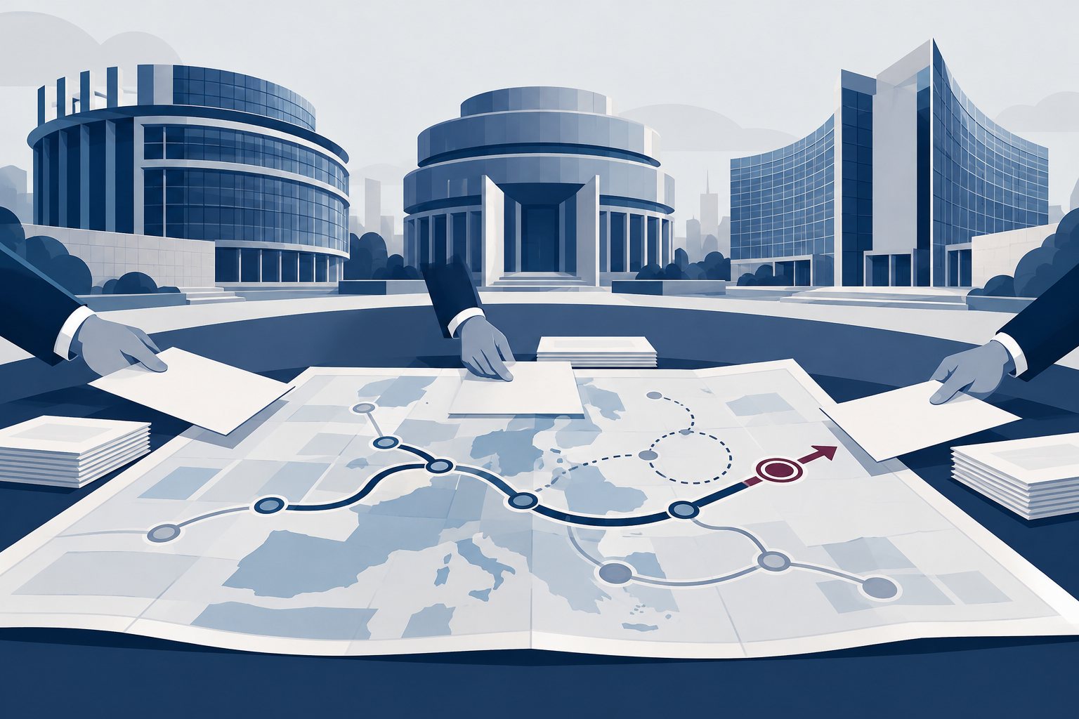 Ilustrație: Liderii instituțiilor europene au evaluat foaia de parcurs pentru piața unică