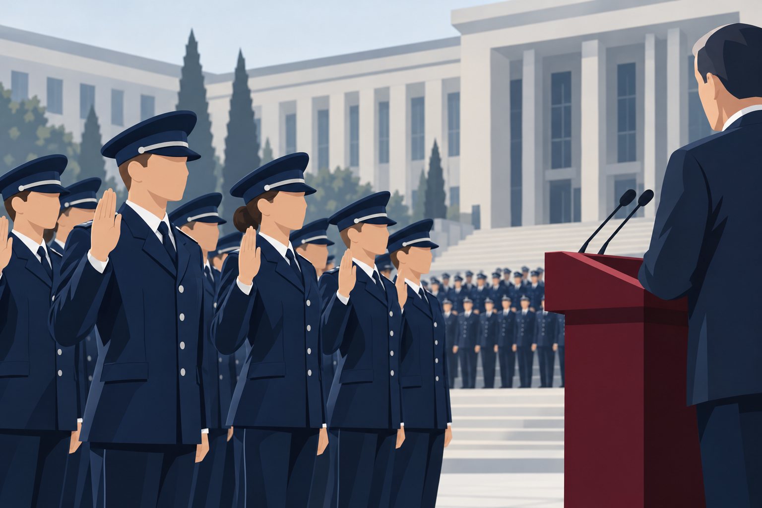 Ilustrație: Studenții din anul I ai Academiei de Poliție au depus jurământul militar